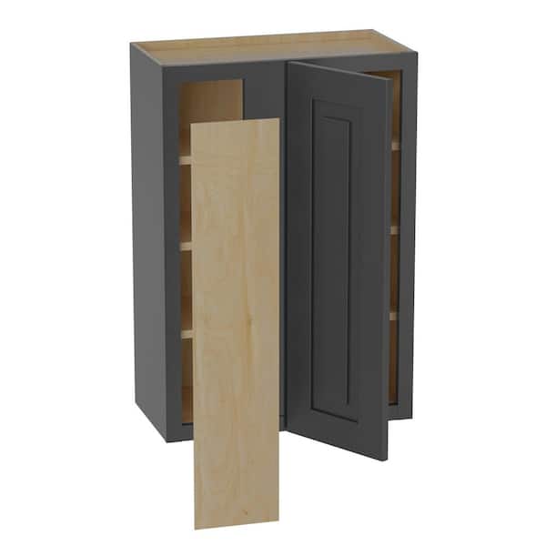 Home Decorators Collection Grayson 24 in. W x 12 in. D x 36 in. H Assembled Plywood Blind Wall Kitchen Cabinet in Deep Onyx with Soft Close LH