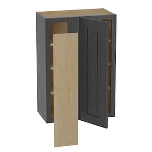 Grayson Deep Onyx Plywood Shaker Assembled Blind Corner Kitchen Cabinet Soft Close Left 24 in W x 12 in D x 36 in H