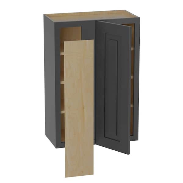 Home Decorators Collection Grayson Deep Onyx Plywood Shaker Assembled Blind Corner Kitchen Cabinet Soft Close Left 24 in W x 12 in D x 36 in H