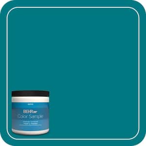 8 oz. #P470-7 The Real Teal Satin Enamel Interior/Exterior Paint & Primer Color Sample