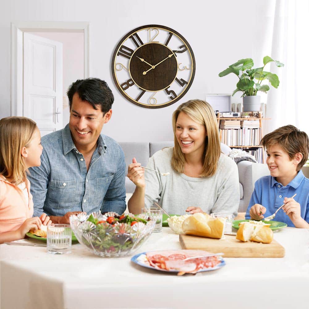 Sorbus 24" Brown Wooden Oversized Wall Clock