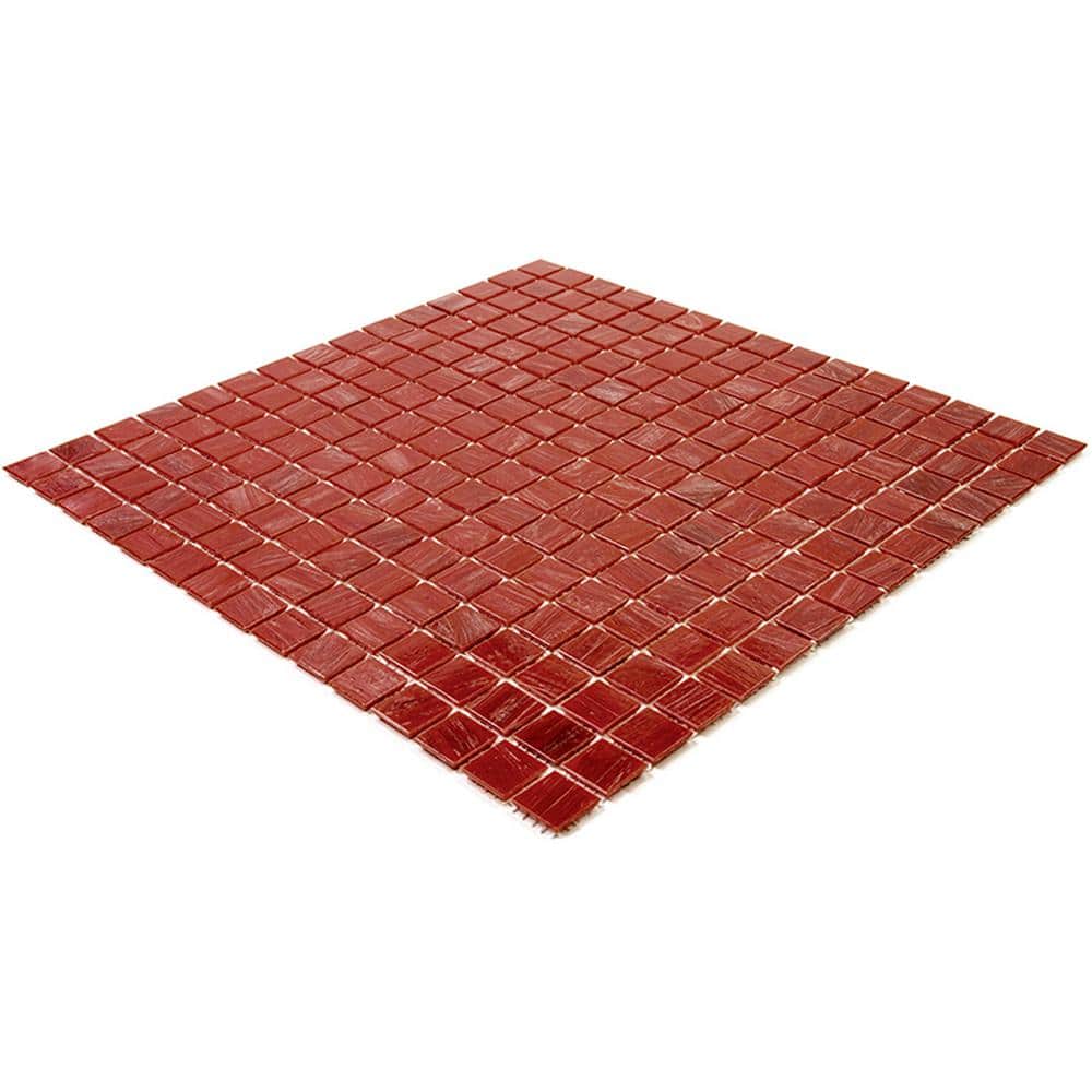 Scarlet Red 12" x 12" Glossy Glass Mosaic Tile