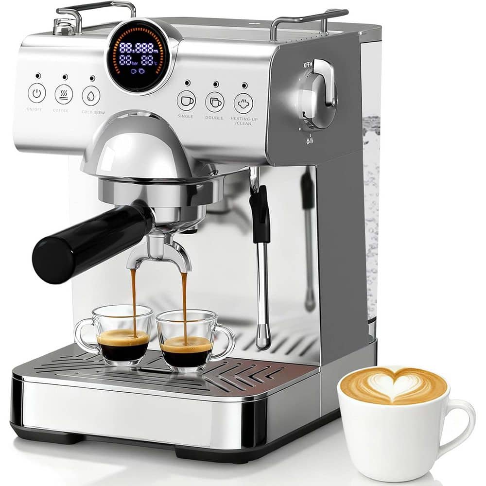 2 Cup Stainless Steel Espresso Machine with Hot Cold Brew and Milk Frother Steam Wand price history on PriceWatchPro