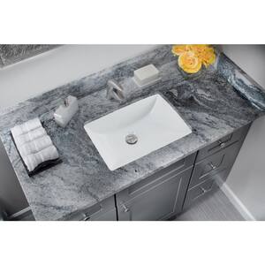 Rectangular Glazed Ceramic Undermount Bathroom Vanity Sink in White