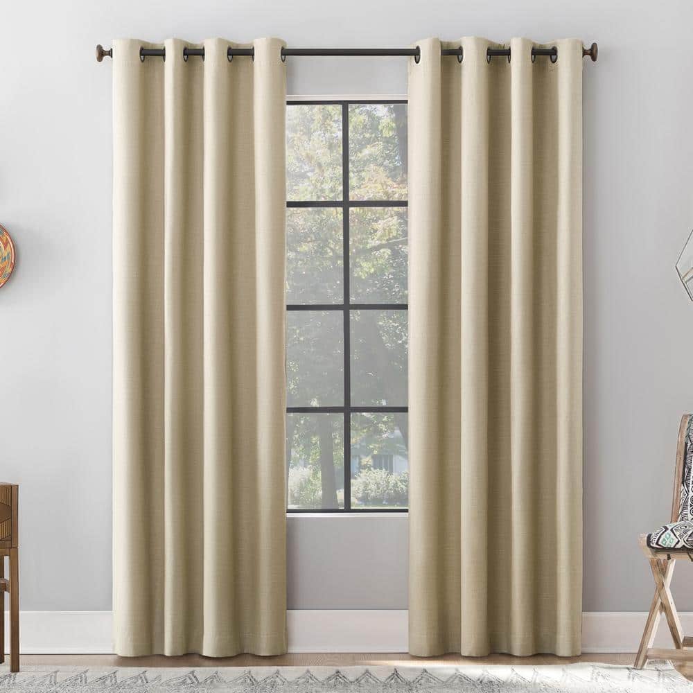 Gelso Textured Linen Polyester Blend Stone 50 in. W x 84 in. L Grommet 100% Blackout Curtain (Single Panel) price history on PriceWatchPro
