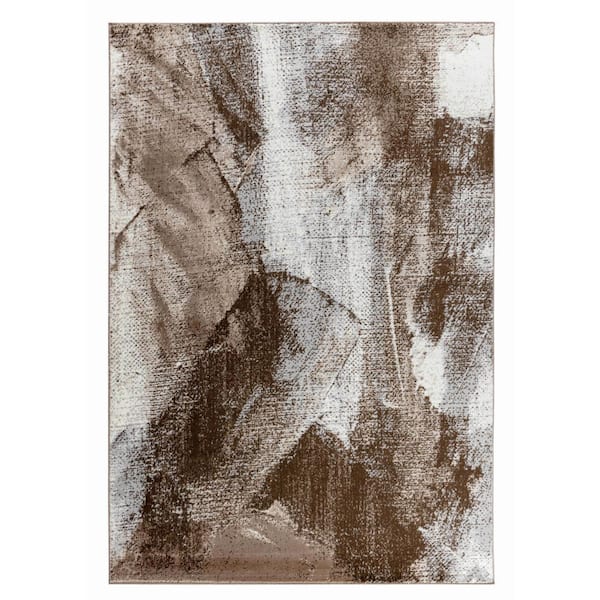 Sakarya Collection Brown Beige 8 ft. x 11 ft. Abstract Modern Indoor Area Rug