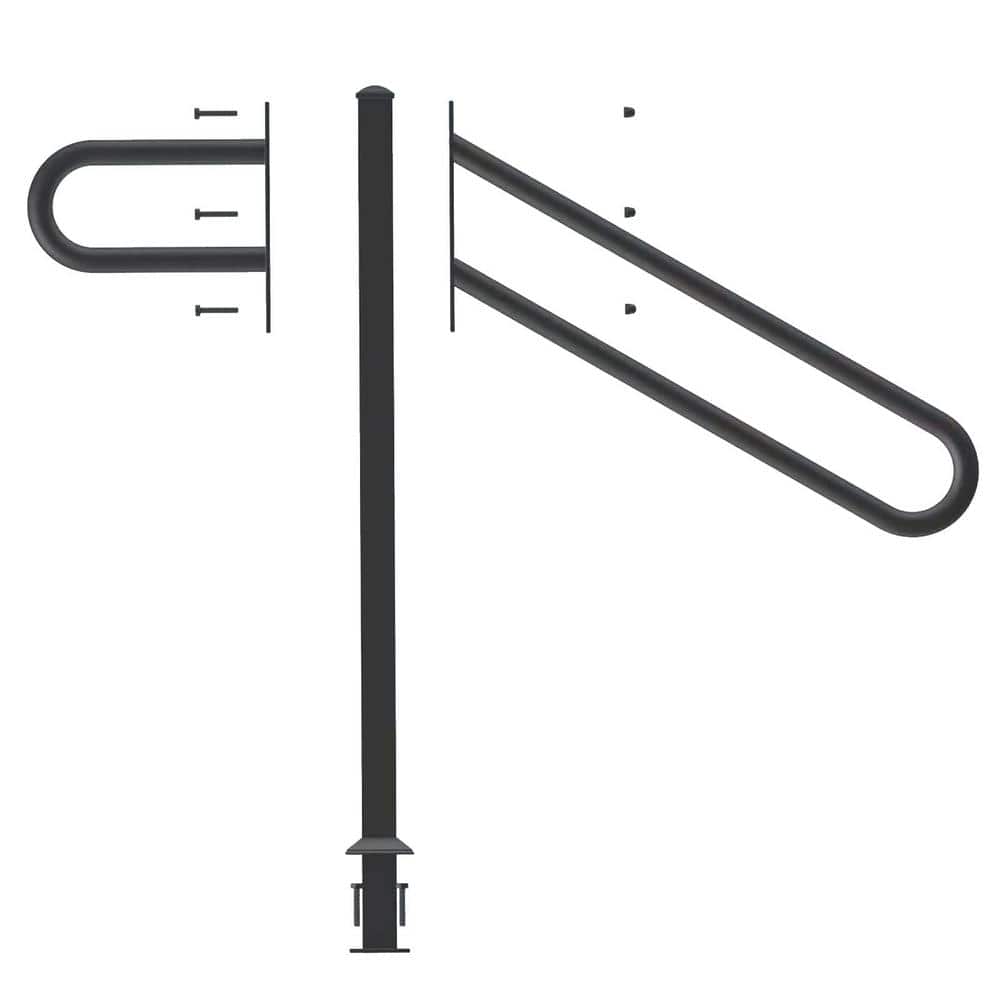 28 in. 8.5 in. L x 35.5 in. H Single Post Wrought Iron Handrails for Outdoo
