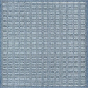 Recife Saddle Stitch Champagne-Blue 8 ft. x 8 ft. Square Indoor/Outdoor Area Rug