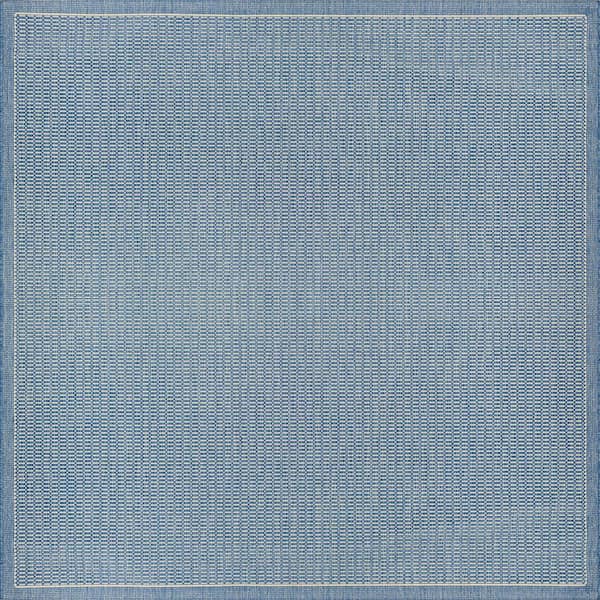 Couristan Recife Saddle Stitch Champagne-Blue 9 ft. x 9 ft. Square Indoor/Outdoor Area Rug