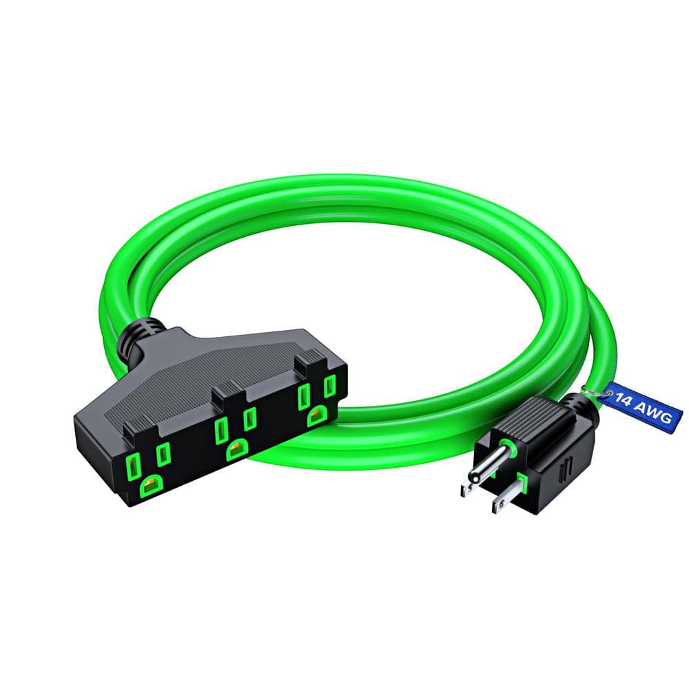 6 ft. 14 / 3 Medium / Heavy Duty Indoor T-Shaped Extension Cord, 3-Outlet 15 Amps Green price history on PriceWatchPro