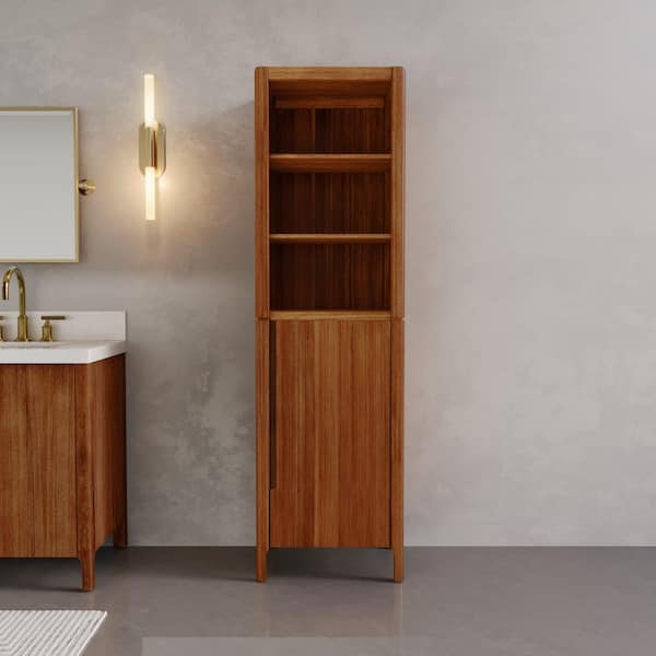 Sequoia 21 in. W x 17 in. D x 72 in. H Free Standing Linen Cabinet In Mango Wood Brown Finish