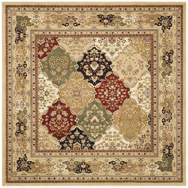 Lyndhurst Multi/Beige 10 ft. x 10 ft. Geometric Diamond Border Square Area Rug