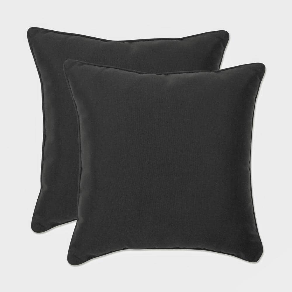 18.5" Black Weather-Resistant Outdoor Throw Pillows, Set of 2