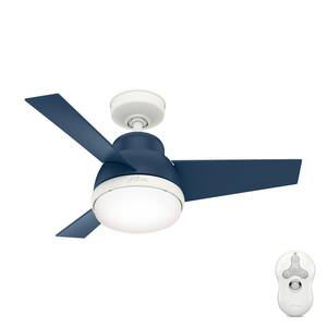 Valda 36 in. LED Indoor Indigo Blue Ceiling Fan with Light Kit and Remote