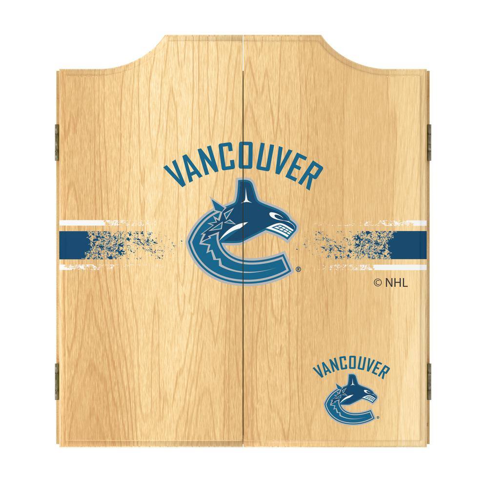Vancouver Canucks Logo 20.5 in. Dart Board with Cabinet, Darts and Scoreboa