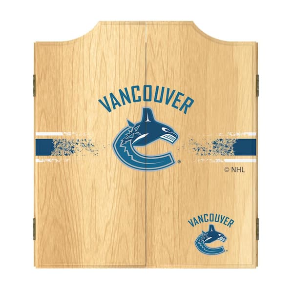 Unbranded Vancouver Canucks Logo 20.5 in. Dart Board with Cabinet, Darts and Scoreboards