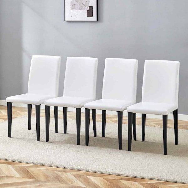 White/Black PU Leather  Side Chair (Set of 4)