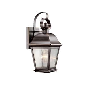 Mount Vernon 12.5 in. 1-Light Olde Bronze Outdoor Hardwired Wall Lantern Sconce with No Bulbs Included (1-Pack)