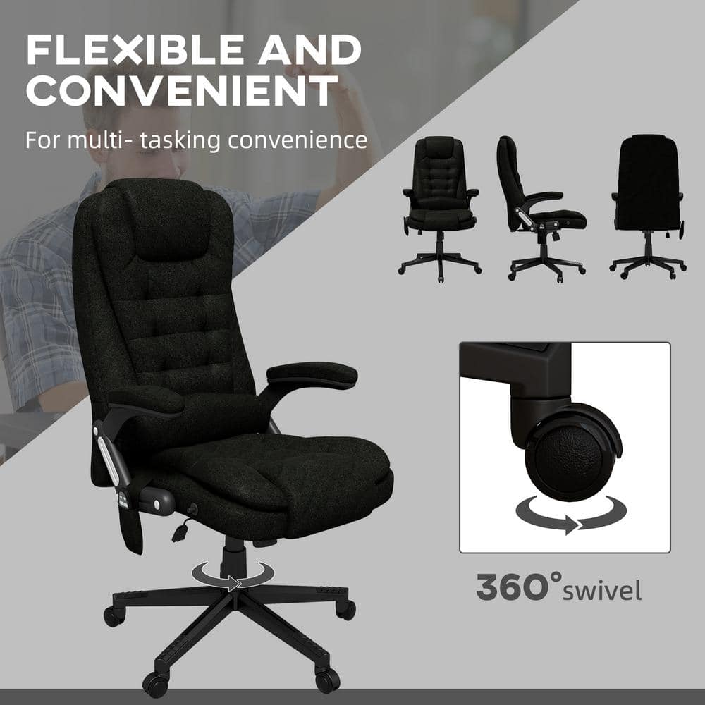 Black Fabric Massage Chair with Reclining Backrest - thumbnail 2