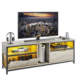 63 in. Modern TV Stand with Charging Station & RGB LED Lights for TVs up to 75",Gray