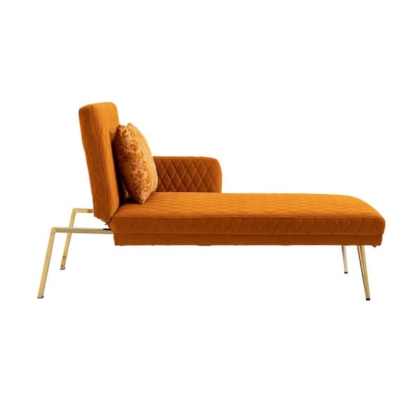 LY & S Collection 25.5 in. W Orange Velvet Twin Size Sofa Bed