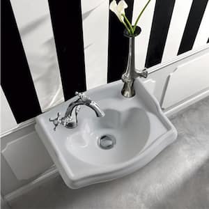Heritage WSBC 1033 Glossy White Ceramic Rectangular Wall Mounted Bathroom Sink with Left Faucet Hole