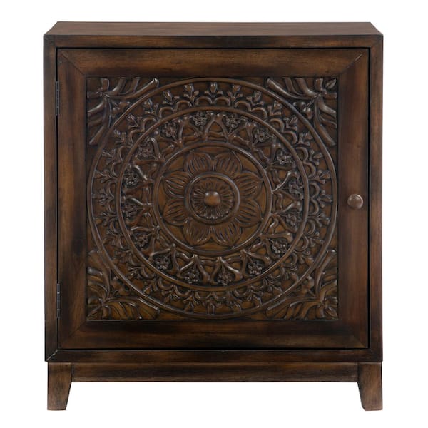 Grace Dark Brown Finish Accent Storage Cabinet with Shelf