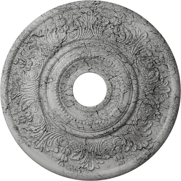 Ekena Millwork 1-1/2 in. x 20 in. x 20 in. Polyurethane Vienna Ceiling Medallion, Ultra Pure White Crackle