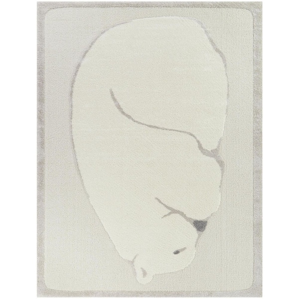 BALTA Sleepy Bear Cream 4 ft. 4 in. x 6 ft. Animal Print Area Rug