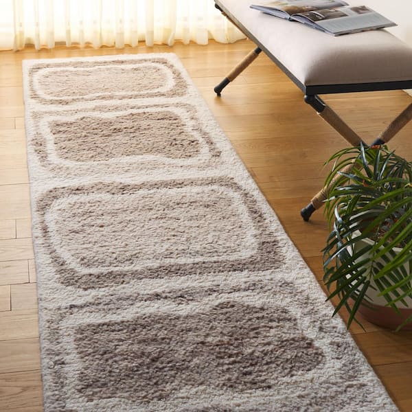 Casablanca 2 ft. x 9 ft. Ivory/Brown Abstract Rectangle Runner Rug