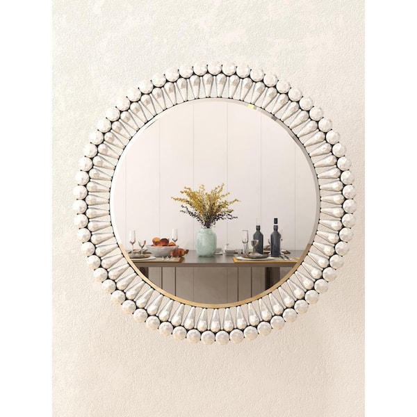 EDGEWOOD 23.6 in. W. x 23.6 in. H Frameless Decorative Silver Mirror Circular