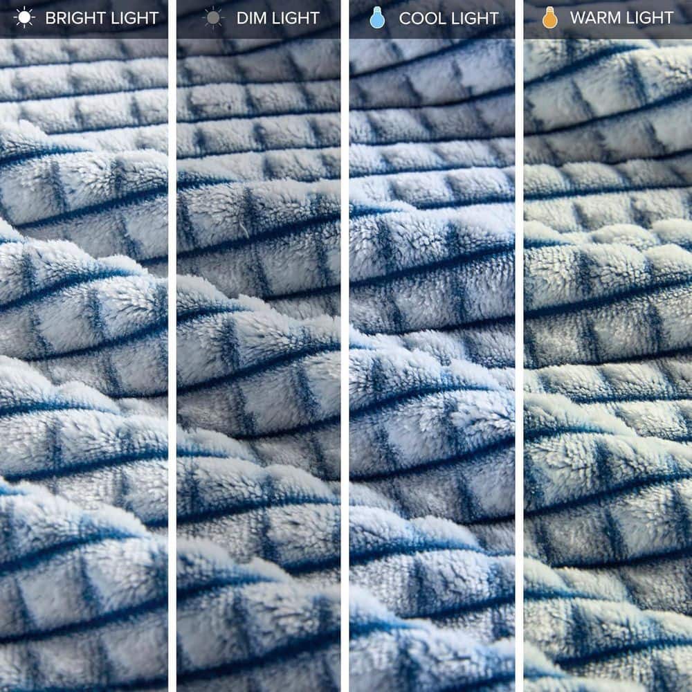 Twin Blue Plush All Season Carved Texture Blanket