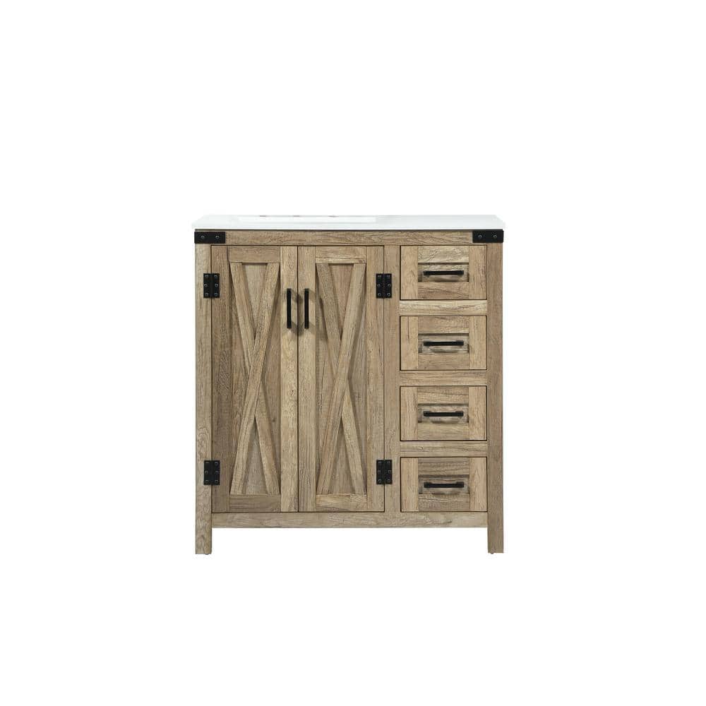 Timeless Home 32 in. W x 19 in. D x 34 in. H Bath Vanity in Natural Oak wit