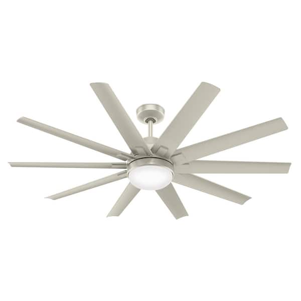 Hunter Overton 60 in. LED Indoor/Outdoor Matte Nickel Ceiling Fan with Light Kit and Wall Control