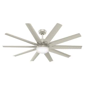 Overton 60 in. LED Indoor/Outdoor Matte Nickel Ceiling Fan with Light Kit and Wall Control
