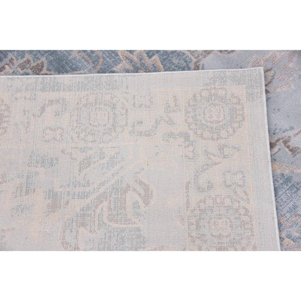 Serene Light Blue Floral Rectangular Easy-Care Rug 7' x 10'