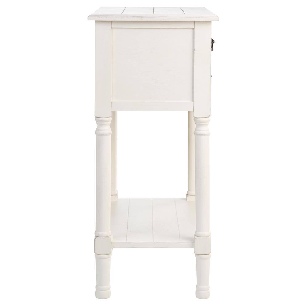Primrose Distressed White Metal & Wood Console Table with Storage