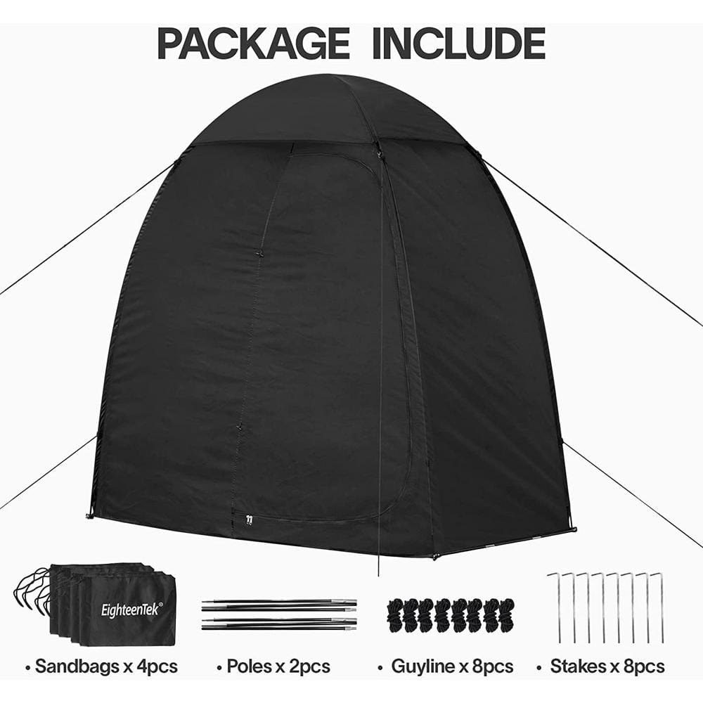 EighteenTek Black Polyester 2-Room Camping Shower Tent