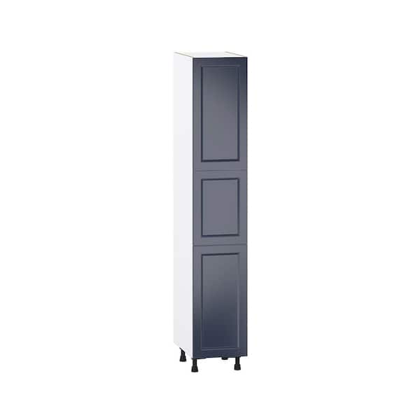 J COLLECTION Devon 15 in. W x 84.5 in. H x 24 in. D Painted Blue Shaker Assembled Pantry Kitchen Cabinet with 4 Shelves