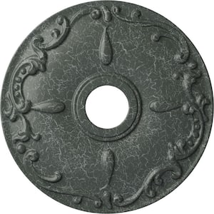 1-1/4" x 18" x 18" Polyurethane Kent Ceiling Medallion, Athenian Green Crackle