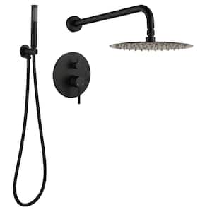 10 In. Wall Mount Single Handle 2-Spray Shower Faucet 1.8 GPM with Pressure Balance Value in. Matte Black