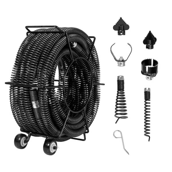 SKYSHALO Drain Cleaning Cable 60 FT. x 1-1/5 In., Professional Sectional Drain Cleaner Cable for 2.0 in. to 7.9 in. Pipes