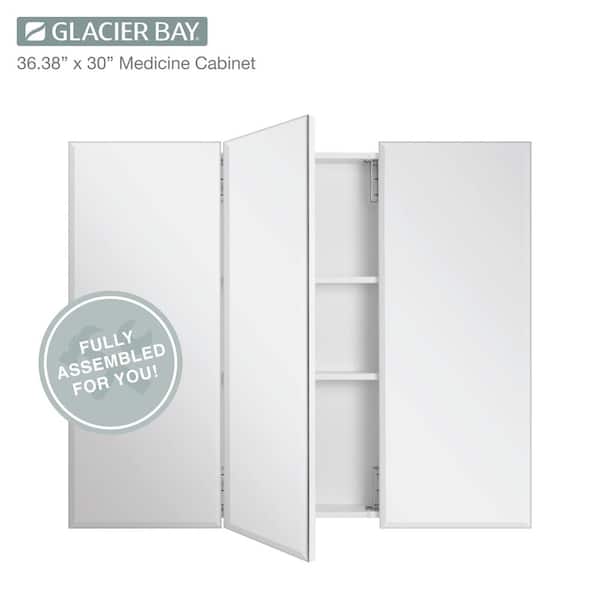 Glacier Bay 36.4 in. W x 30.2 in. H Rectangular Medicine Cabinet 