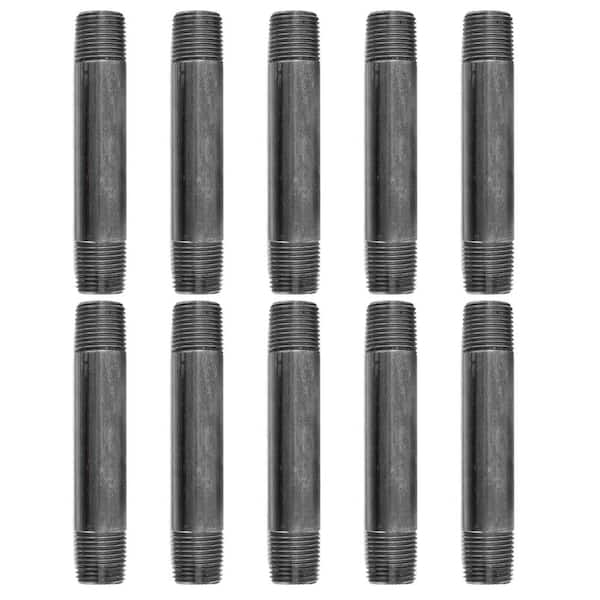 PIPE DECOR 1/2 in. x 4-1/2 in. Black Industrial Steel Grey Plumbing Nipple (10-Pack)
