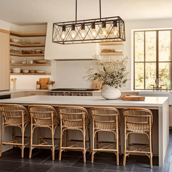 Briignite 6-Light Brown/Oil Rubbed Bronze Farmhouse Chandelier, a