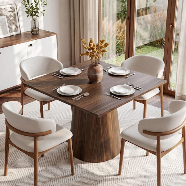 BYBLIGHT Mid-Century Modern 31.5 in. Walnut Square Wood Pedestal