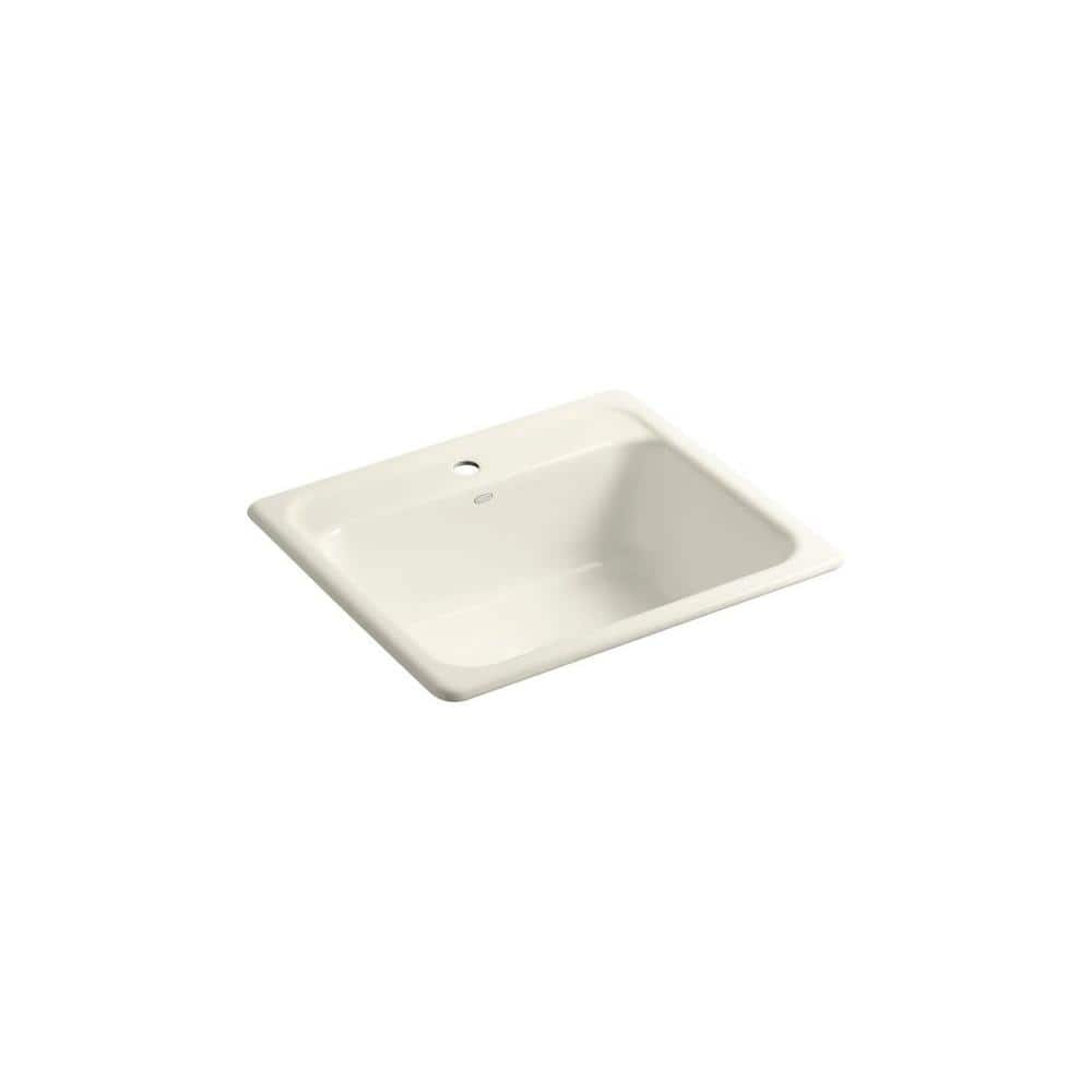 Mayfield Drop-In Cast-Iron 25 in. 1-Hole Single Bowl Kitchen Sink in Biscui