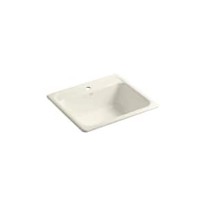Mayfield Drop-In Cast-Iron 25 in. 1-Hole Single Bowl Kitchen Sink in Biscuit