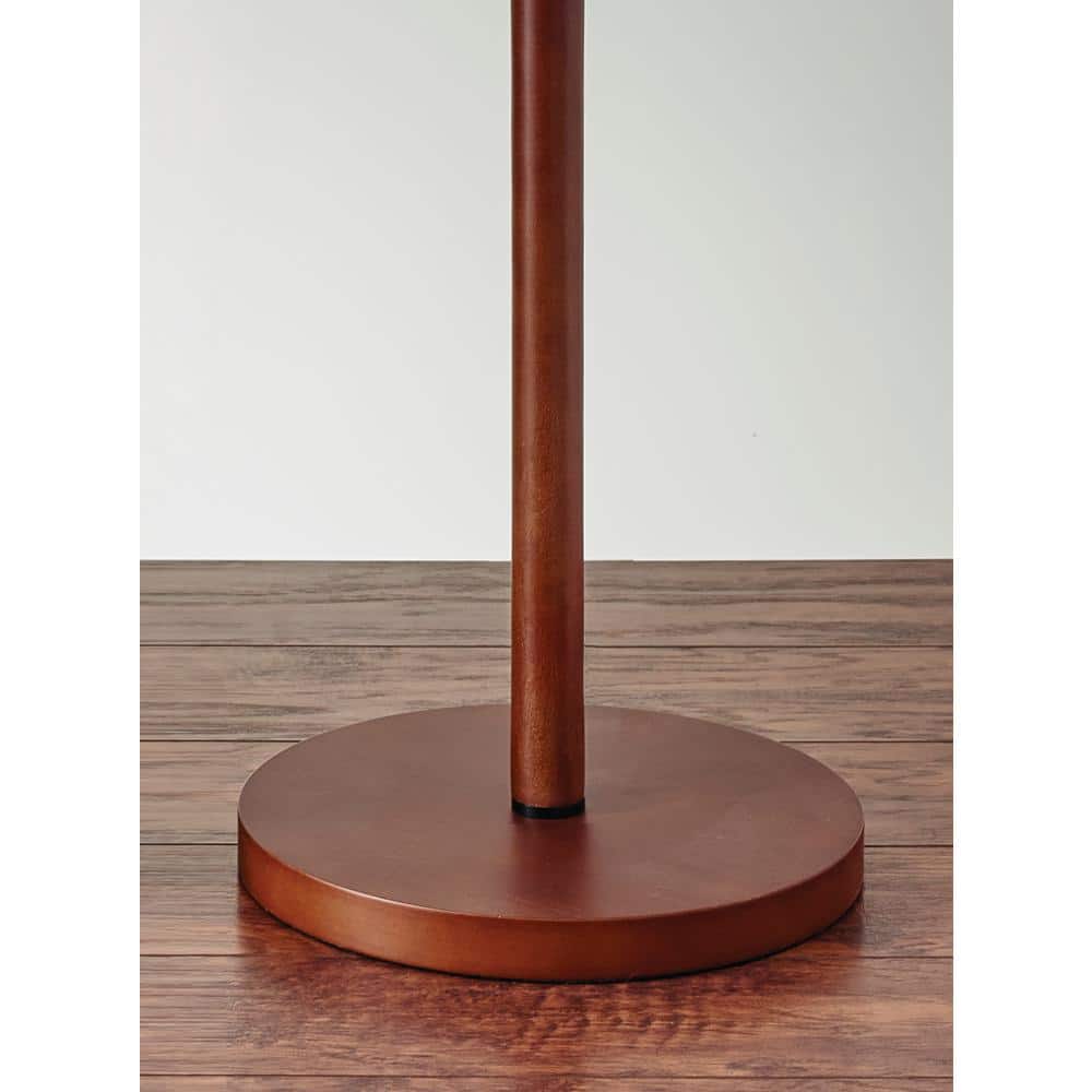 Hamptons Inspired Walnut Floor Lamp with Double Cylinder Shade