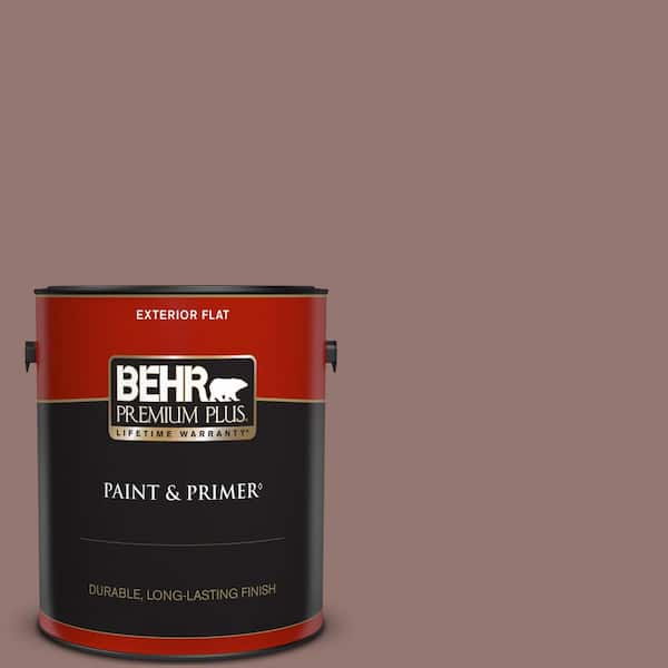 BEHR PREMIUM PLUS 1 gal. #710B-5 Milk Chocolate Flat Exterior Paint & Primer
